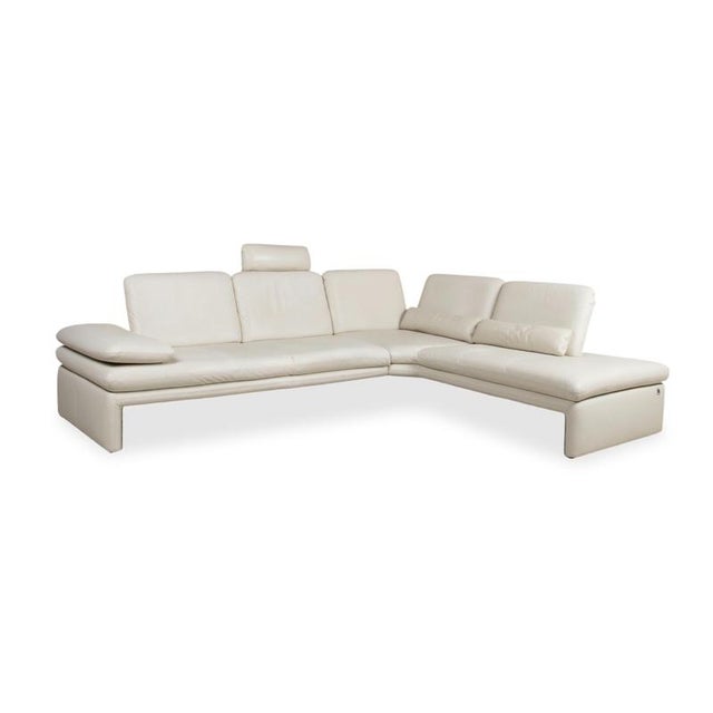 Modern Leather Corner Sofa in Cream Beige with Manual Function by Willi Schillig For Sale - Image 3 of 18