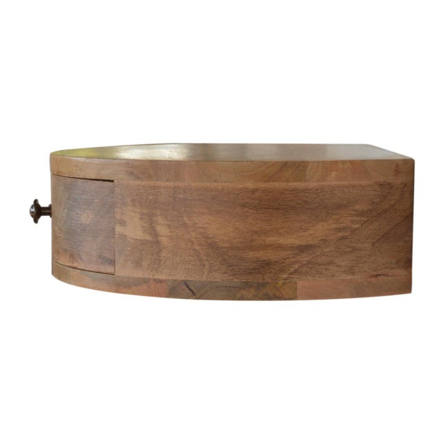 Wall-Mounted Rounded Oak-Ish Nightstand For Sale - Image 4 of 8