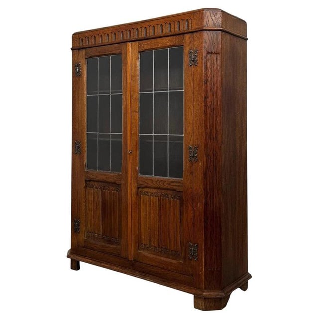 2000 - 2009 Antique 20th Century Oak Glazed Display Cabinet For Sale - Image 5 of 11