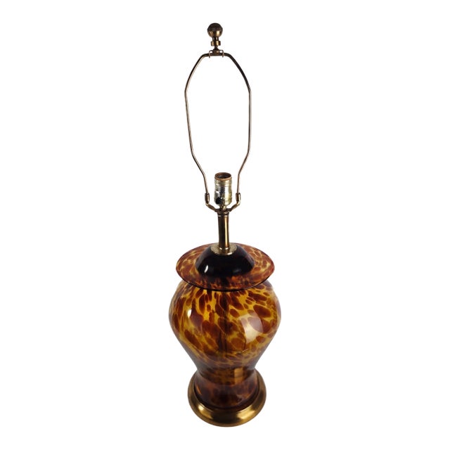 Vintage Tortoiseshell Art Glass Table Lamp For Sale