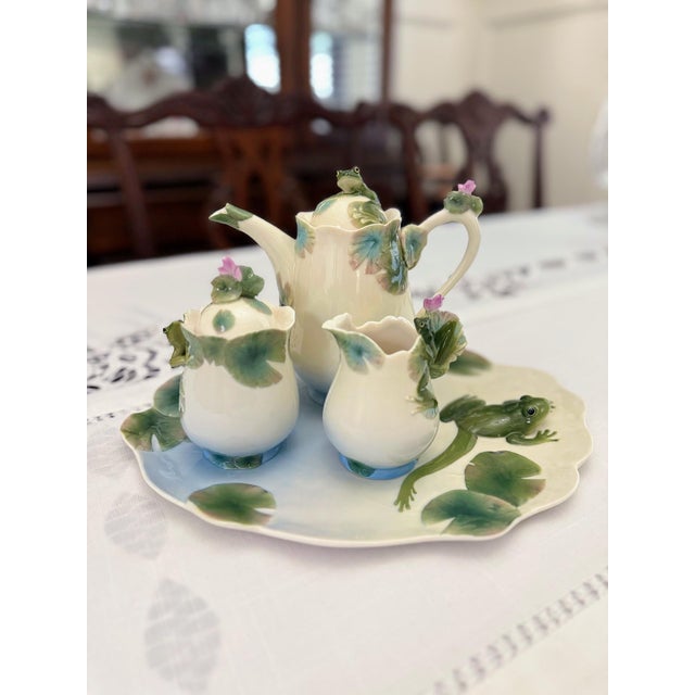 A showstopping piece for the collector or the whimsical decorator — this Franz Porcelain Amphibia teapot/coffeepot is in...