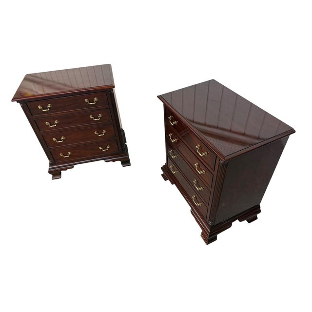 Vintage Henkel Harris 2007 Mahogany Bachelor Chest Nightstands - Set of 2 For Sale In Philadelphia - Image 6 of 10