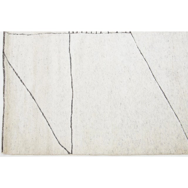 2020s Handmade Ivory Modern Wool Rug Morocan Style by Apadana For Sale - Image 4 of 8