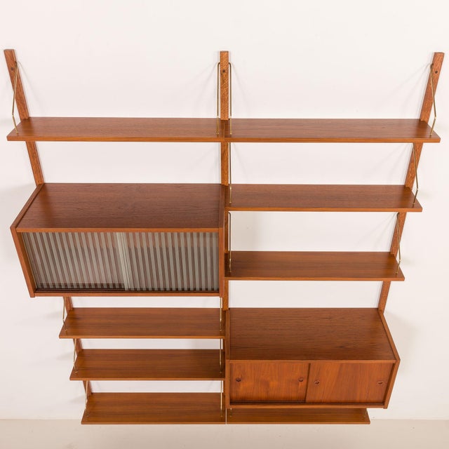 Brown Vintage Danish Wall Unit in Teak from PS System,, 1960s, Set of 13 For Sale - Image 8 of 17