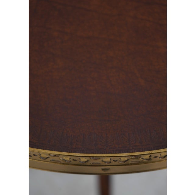 1990s Theodore Alexander Leather Top Round End Table For Sale - Image 5 of 13