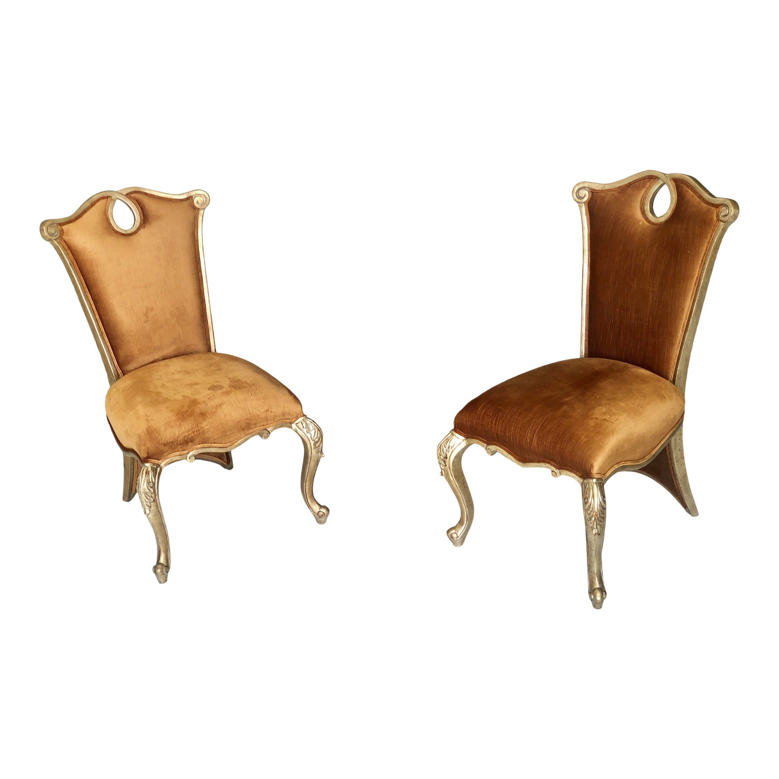 French High Back Accent Chairs A Pair Chairish
