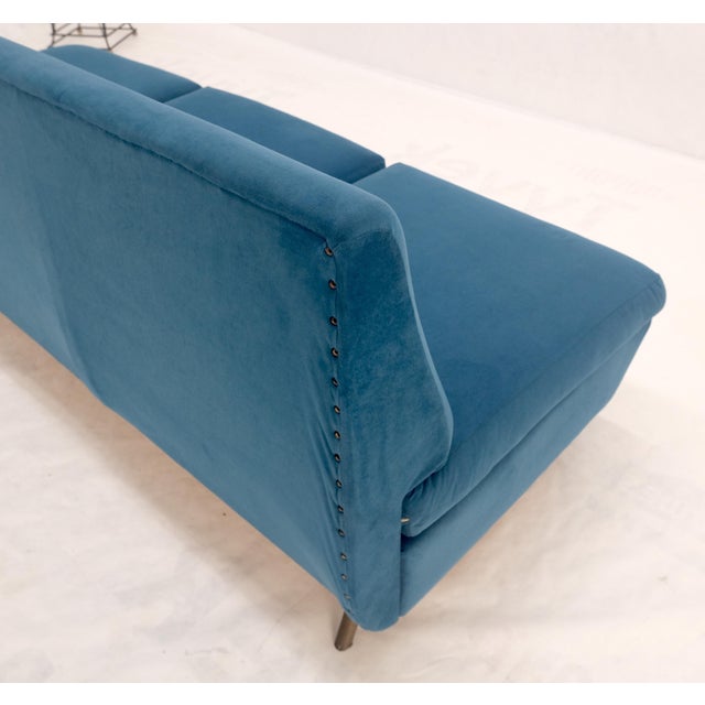 Marco Zanuso Sofa for Arflex Mid Century Italian Modern Teal Upholstery Clean! For Sale - Image 13 of 18