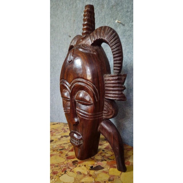 Large 20th Century African Tribal Wooden Mask For Sale - Image 3 of 7