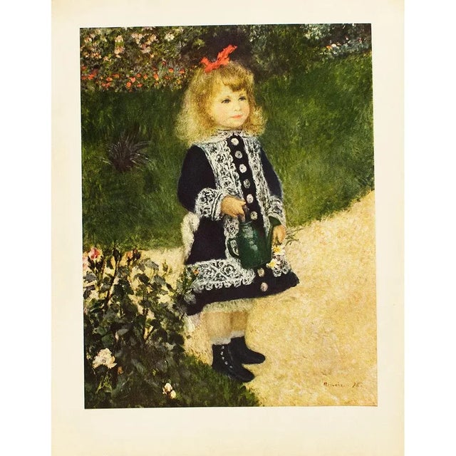 An excellent vintage full-color reproduction print of painting "A Girl with a Watering Can" by Renoir. Comes from a First...