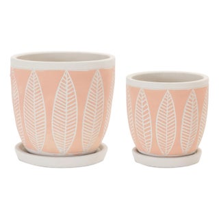 Stone Planter with Plate (Set of 2) For Sale