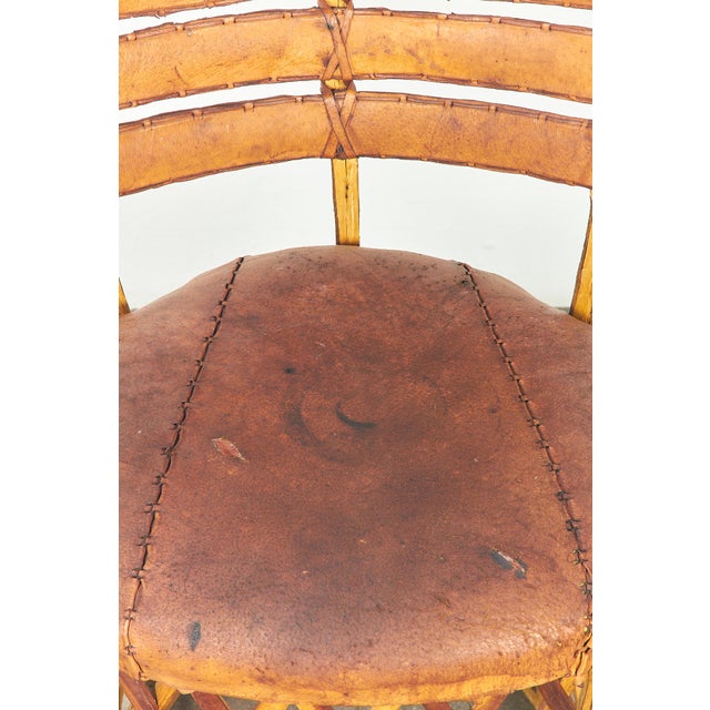 Vintage Chairs in Wood and Leather, 1960s, Set of 3 For Sale - Image 4 of 17
