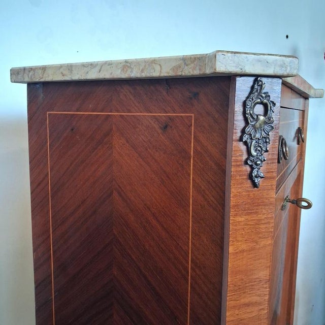 Wood Louis Philippe Style Rosewood Veneer Secretaire with Marble Top, France For Sale - Image 7 of 17