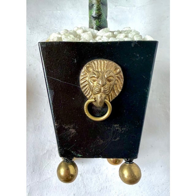 Metal Vintage Pair Miniature Tole Palm Tree Sculptures For Sale - Image 7 of 10