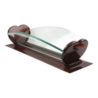 Art Deco Wood and Glass Centerpiece Bowl Basket, France Circa 1930 For Sale