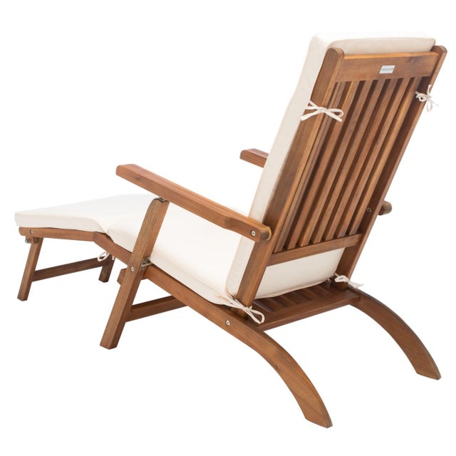 Mid-Century Modern Palmdale Lounge Chair, Natural Wood/Beige Cushion For Sale - Image 3 of 13