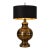 Grand Vintage Brass & Bronze Urn Table Lamp With Black & Gold Drum Shade For Sale