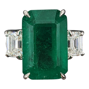 10.43 Ct Gia Certified Zambian Emerald & Diamond Ring Size 7