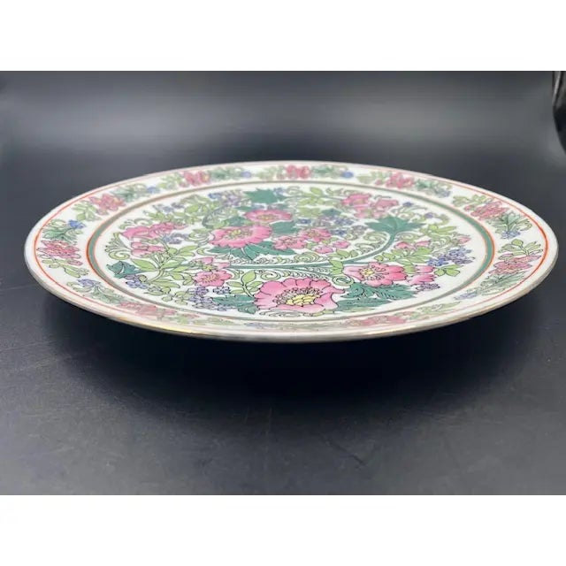 Vintage Large Pink Floral Decorative Plate For Sale - Image 15 of 18