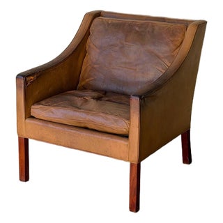 Original Børge Mogensen Leather Armchair – Vintage Danish Mid Century Lounge Chair – Fredericia Stolefabrik 1960s For Sale