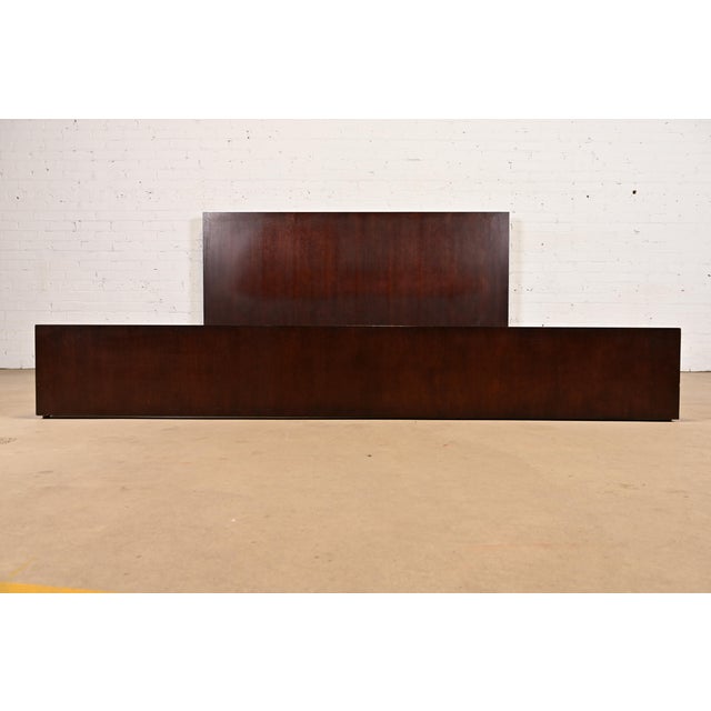 Brown Ethan Allen Modern Art Deco Mahogany King Size Bed For Sale - Image 8 of 9