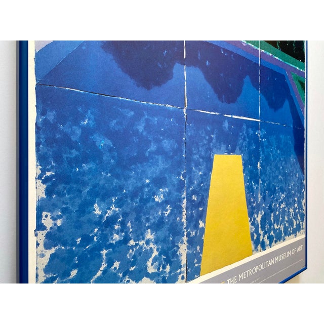 Royal Blue David Hockney Vintage 1988 Pop Art Lithograph Print Framed Museum Exhibition Poster " Day Pool With Three Blues ( Paper Pool #7 ) " 1978 For Sale - Image 8 of 17