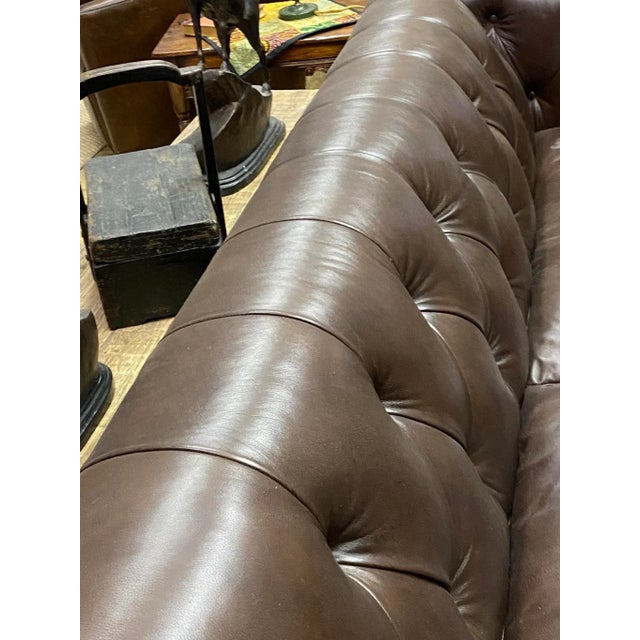 Animal Skin Contemporary Olivia & Quinn Modern Button and Tufted “Spellbound Leather” Sofa For Sale - Image 7 of 12