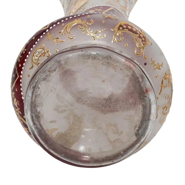 1930s Moser Hand Painted Enamel Glass Vase For Sale - Image 5 of 5