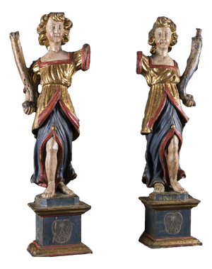 Cornucopia Sculptures, 17th Century, Gilded Pinus Cembra, Set of 2