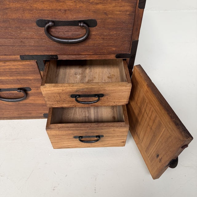 Wood Japanese Kimono Tansu Chest, 1900s For Sale - Image 7 of 16