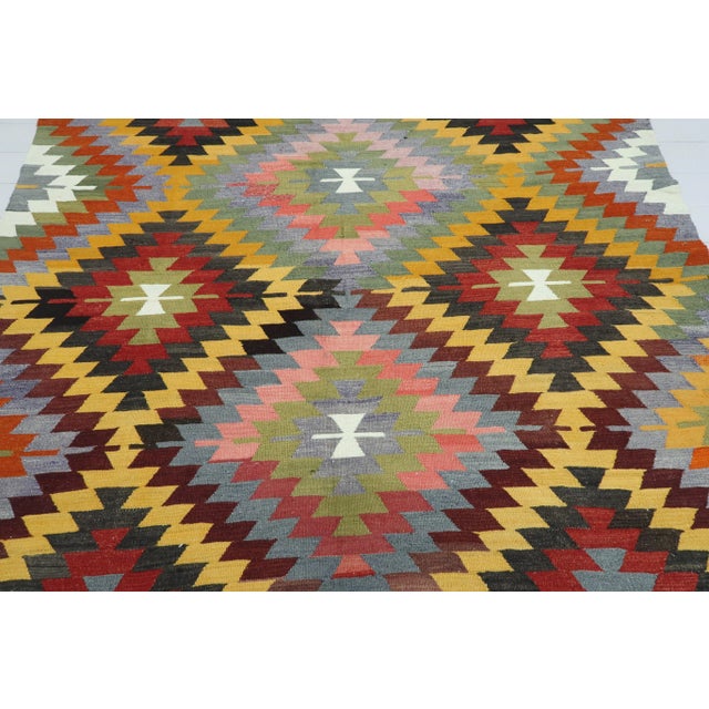 Mid 20th Century Vintage Turkish Kilim Rug- 6′4″ × 8′11″ For Sale - Image 5 of 13