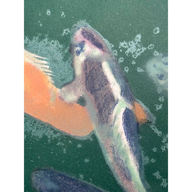 Impressionist Rare! Limited Edition 11/200 Woodblock Print 'Koy Fish' by Martin Green (1920–1980) For Sale - Image 3 of 8