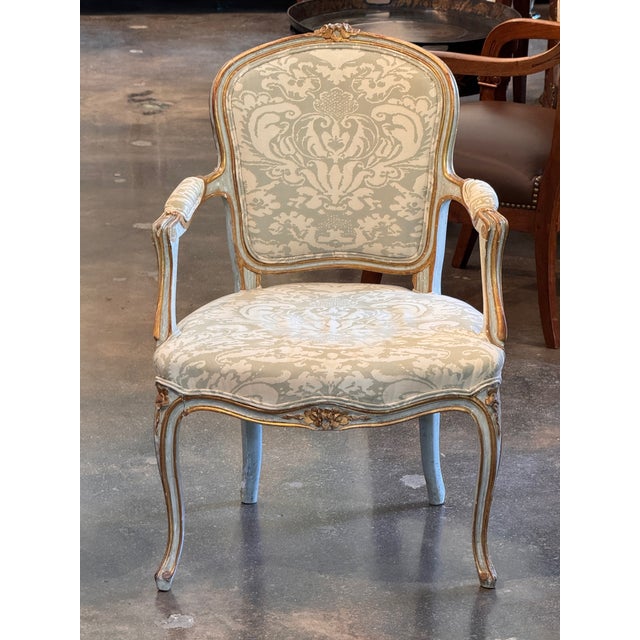 Wood Pair of 19th Century Italian Painted and Parcel-Gilt Armchairs For Sale - Image 7 of 12