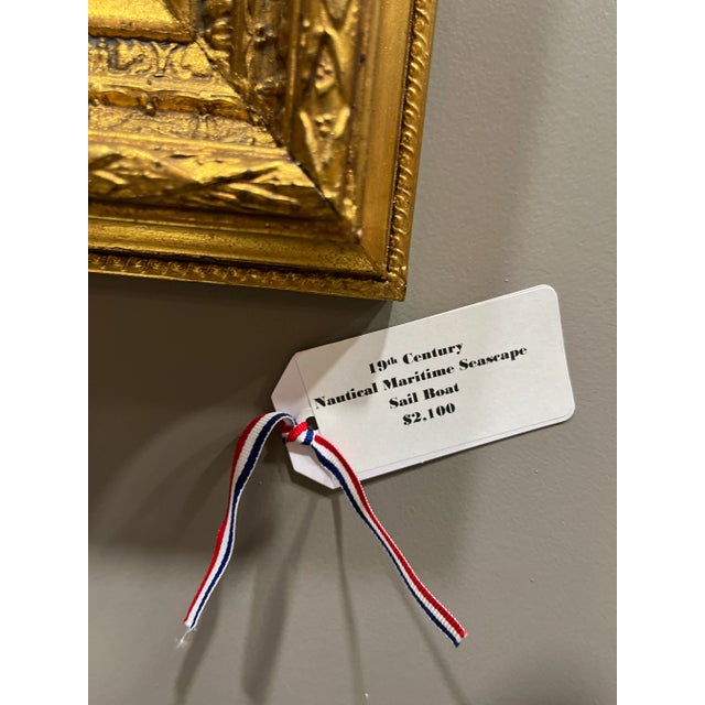 19th Century Original Oil Nautical Maritime Seascape Sail Boat For Sale - Image 4 of 4