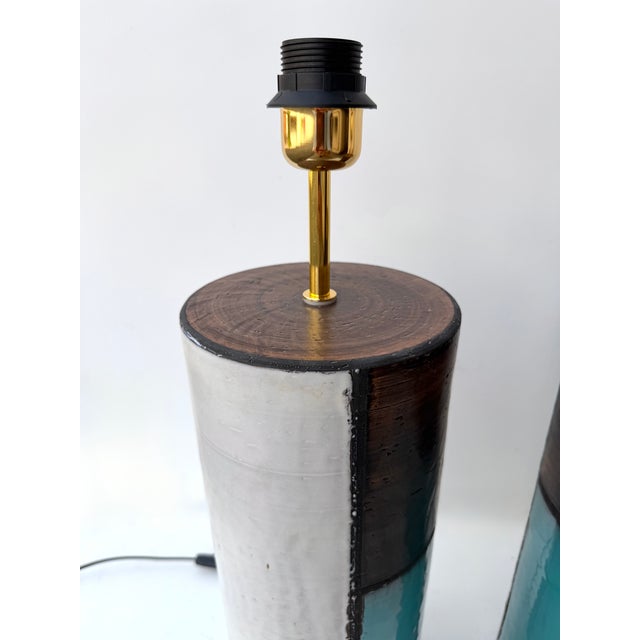 Bitossi Mid-Century Pair of Ceramic Lamps Mondrian by Bitossi. Italy, 1990s For Sale - Image 4 of 13