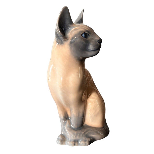 Auburn Royal Copenhagen 8"Siamese Cat Figurine 3281 Denmark Porcelain Sculpture VTG 50s For Sale - Image 8 of 8