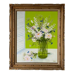 1970's Ryozo Still Life Oil Painting, Framed