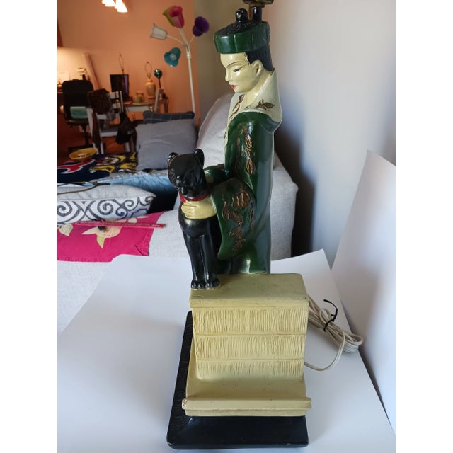 Vintage Mid 20th Century Stately Standing Black Panther Lamp Continental Art Co For Sale In Milwaukee - Image 6 of 10