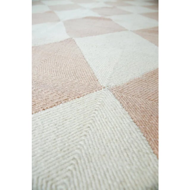 Not Yet Made - Made To Order Champagne Blush and Natural White Diamond Checker Zanafi Moroccan Wool Rug - 4x6' For Sale - Image 5 of 13