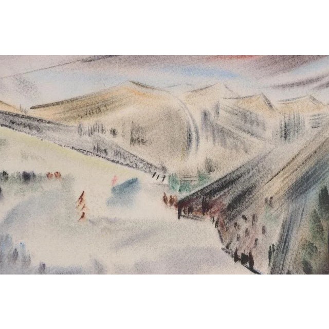 Original Vintage Signed & Dated Yngve H. Olsen Landscape Watercolor Painting For Sale - Image 4 of 5
