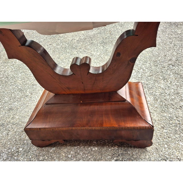 19th C. American Empire Mahogany Foldtop Console Table Card Table, Circa 1840s For Sale - Image 14 of 16