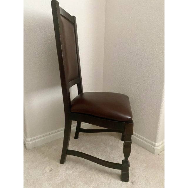 South Cone Trading Company Tall Back Leather and Wood Chair Spanish Colonial Western Style 20th Century Mint Condition For Sale In Denver - Image 6 of 14