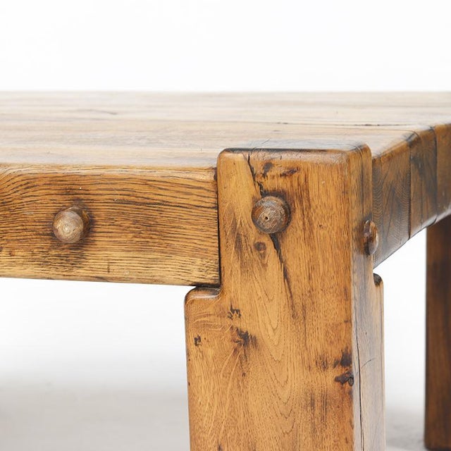 Wood Mid-Century Brutalist Rustic Coffee Table in Oak For Sale - Image 7 of 11