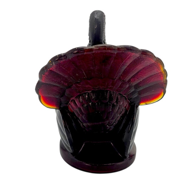 VTG Le Smith Glass Turkey Candy Dish in Deep Amberina Ruby Red – 7.75" For Sale - Image 9 of 11