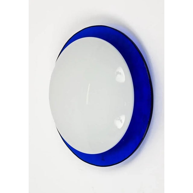 Mid-Century Italian Round Blue and White Murano Glass Sconce, 1970s For Sale - Image 11 of 18