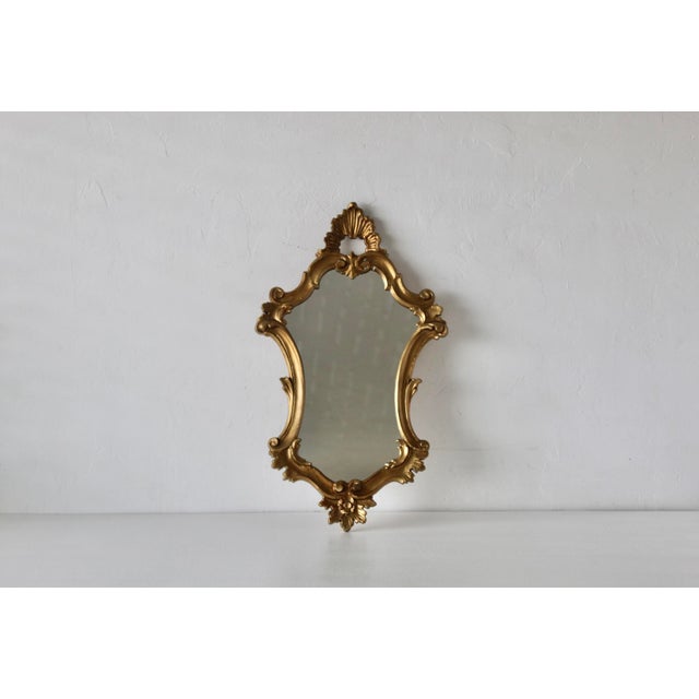 Italian Rococo Giltwood Style Wall Mirror Carved Scrollwork Frame Vintage For Sale - Image 11 of 14