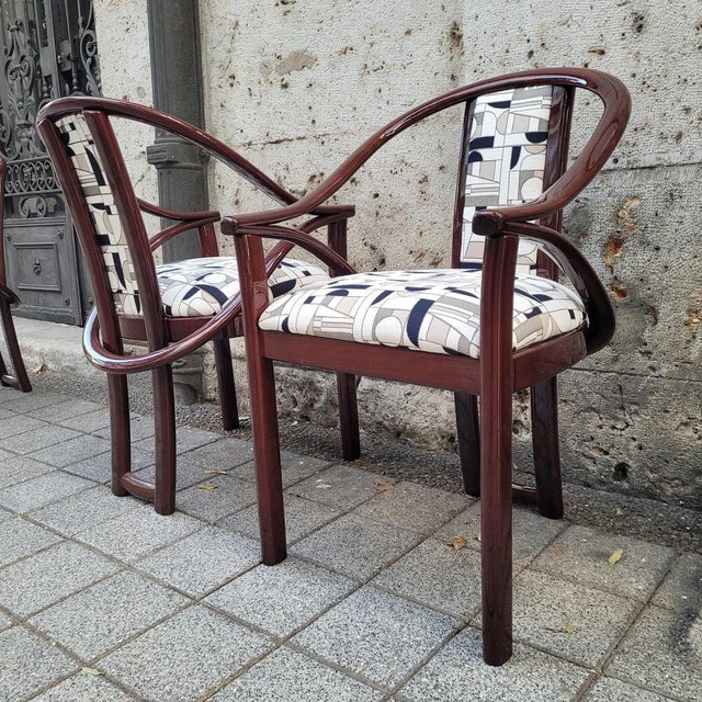 Art Deco Chairs Upholstered in Euphoria Cubista, Misia Paris, France, 1970s, Set of 4 For Sale - Image 12 of 18