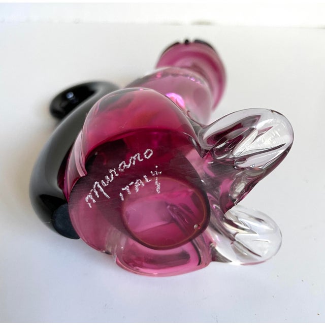 Italian Venetian Murano Art Glass Pink and Black Cat For Sale - Image 10 of 10