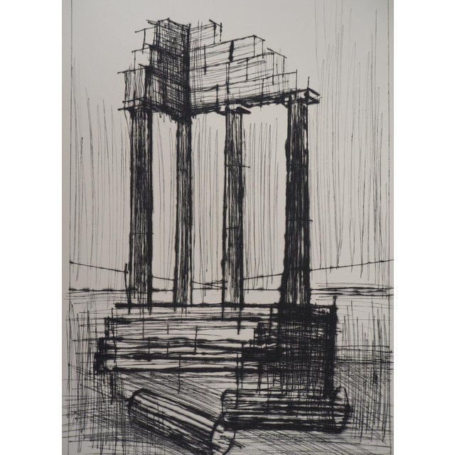 Bernard Buffet (1928-1999) Temple in Ruins (Pompeii) Original drypoint etching On wove paper, 28 x 38 cm (approx. 11 x 15...