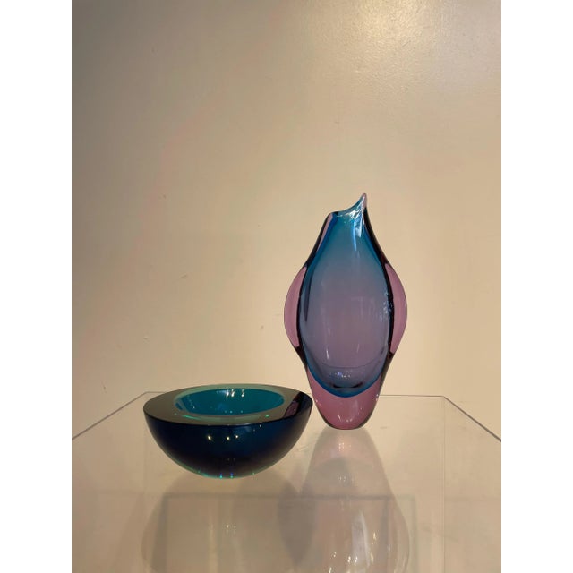 1970s 1970s Flavio Poli Penguin Large Sommerso Murano Vase Mid-Century For Sale - Image 5 of 8