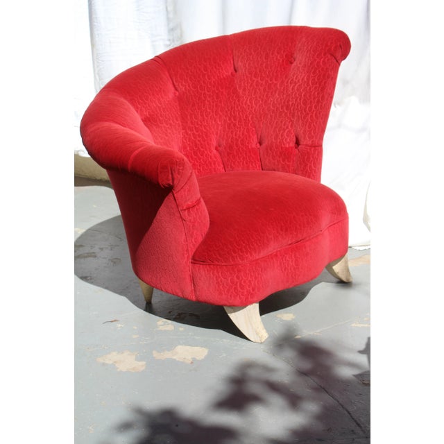 Hollywood Regency Grosfeld House Ruby Red Lounge Chair For Sale - Image 4 of 5